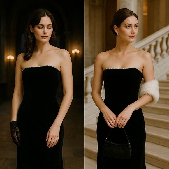 VTG Jessica McClintock Dress 5 Gunne Sax Red Blk Velvet Whimsygoth Old Money Y2K - Picture 3 of 14